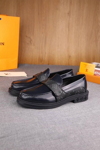 Кожаные лоферы Louis Vuitton Monogram - Navy   