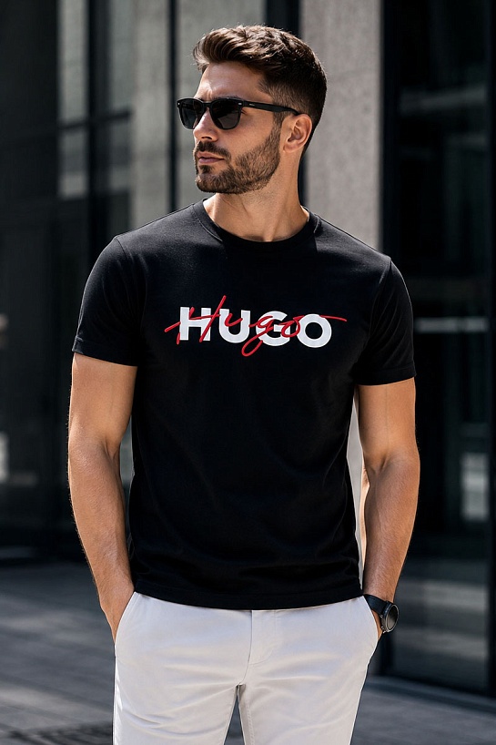 Футболка чёрного цвета Hugo Boss Dakaishi double logo