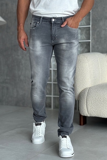 Мужские серые джинсы Dolce & Gabbana logo-plaque   