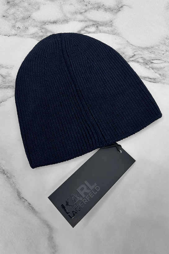 Мужская шапка тёмно-синего цвета Karl Lagerfeld logo-patch