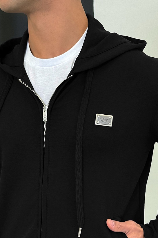 Кофта на молнии Dolce & Gabbana logo plaque - Black