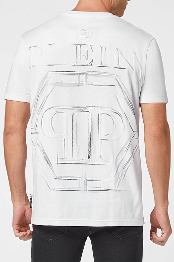 Мужская белая футболка Philipp Plein Hexagon   