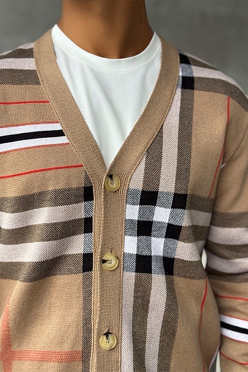 Мужской бежевый кардиган Burberry Vintage Check   