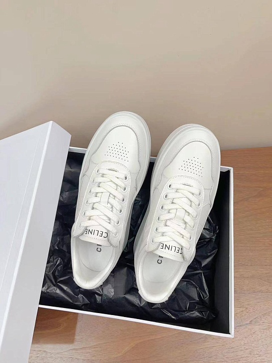 Женские кожаные кроссовки на платформе Celine