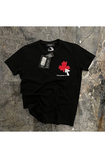 Чёрная мужская футболка Dsquared2 maple leaf-print   