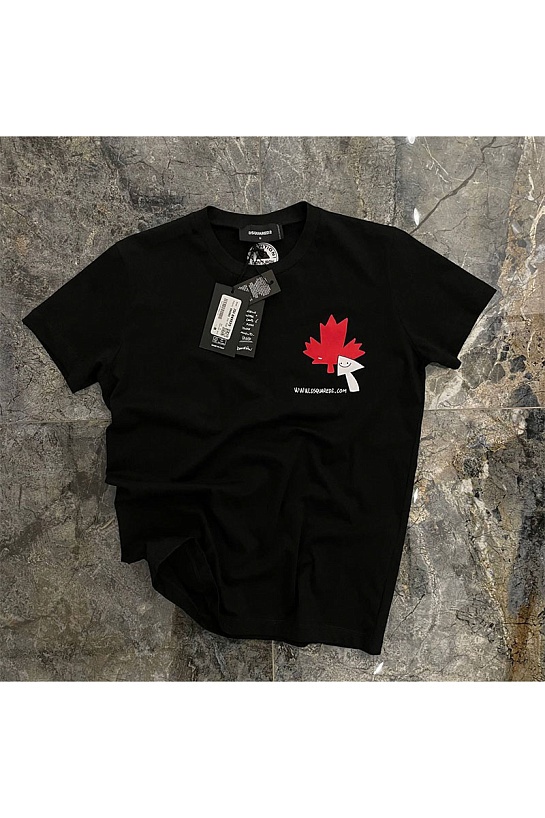 Чёрная мужская футболка Dsquared2 maple leaf-print