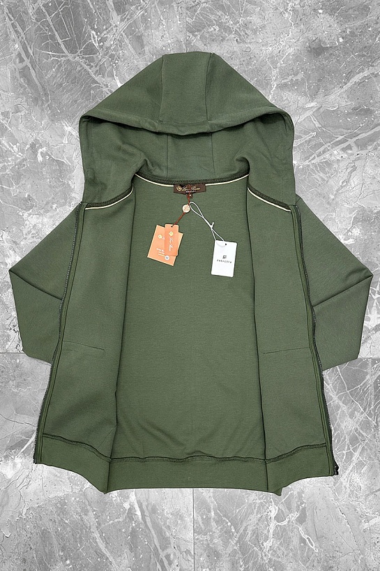 Кофта на молнии Loro Piana logo-embroidered - Green