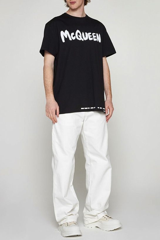 Чёрная футболка Alexander McQueen graffiti logo-print