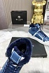 Кожаные кроссовки с мехом Balmain high-top - Blue / White