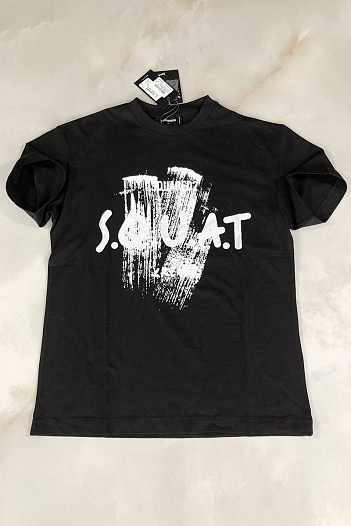 Чёрная оверсайз футболка Dsquared2 Squat   