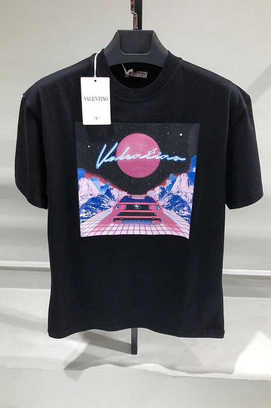 Мужская чёрная футболка Valentino graphic-print