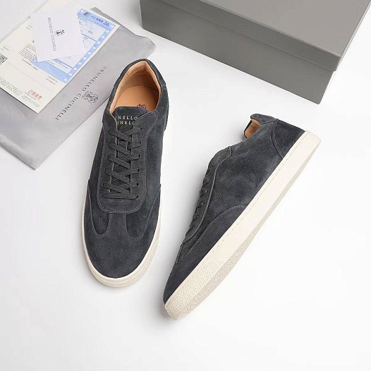 Замшевые кроссовки Brunello Cucinelli logo-print - Grey   