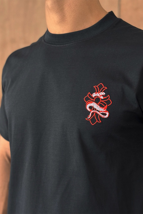 Чёрная оверсайз футболка Snake logo