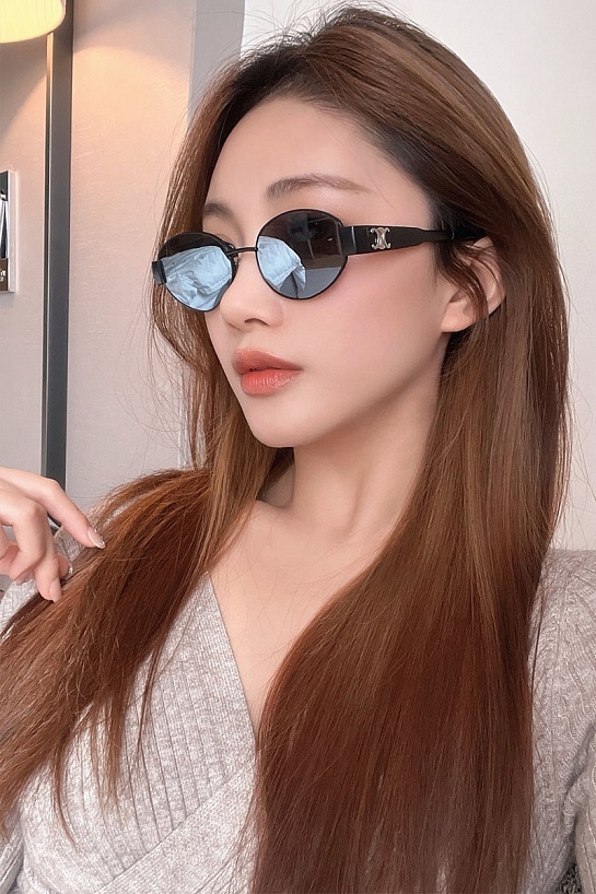 Солнцезащитные очки Celine Triomphe Metal с зеркальными линзами