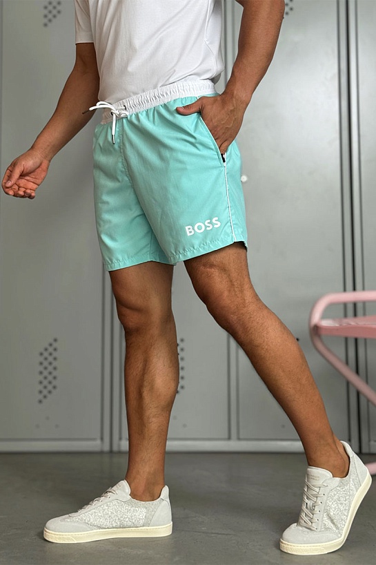 Мужские бирюзовые шорты Hugo Boss logo-print