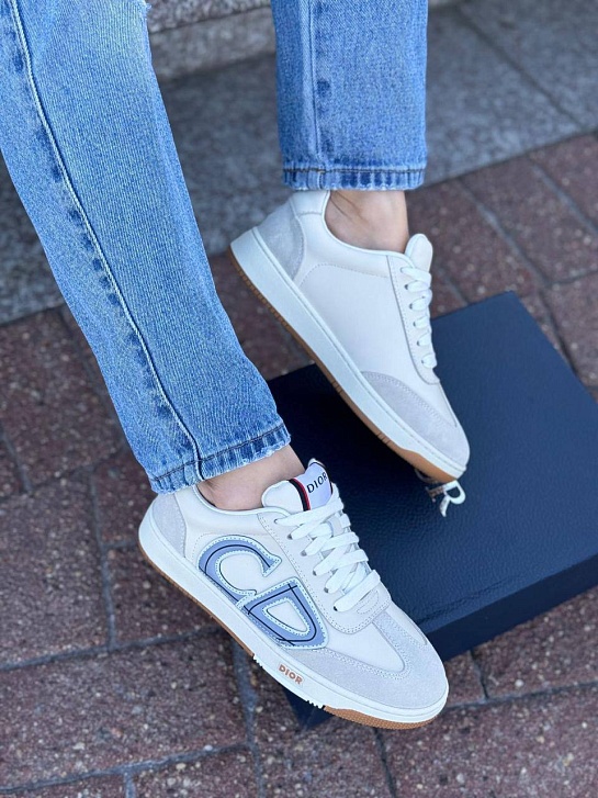 Женские комбинированные кроссовки Dior - Beige / Grey