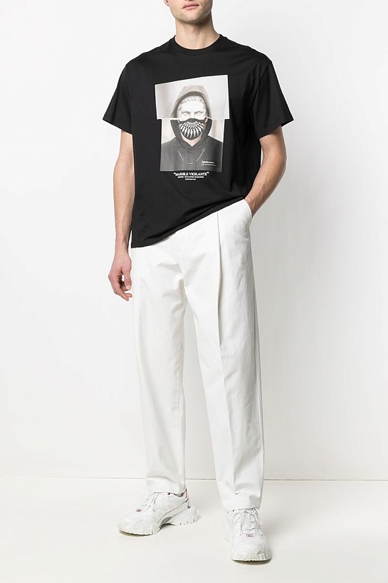 Чёрная оверсайз футболка Neil Barrett Marble Vigilante