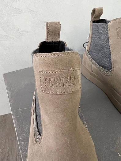 Женские замшевые ботинки Brunello Cucinelli Premium - Beige   