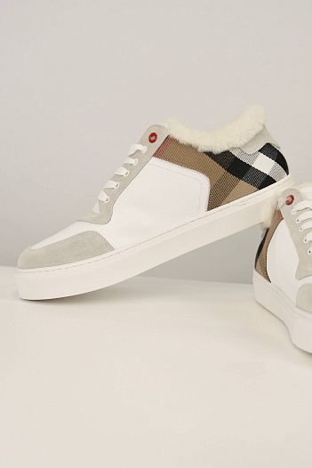 Мужские кроссовки с мехом Burberry Stevie - White   