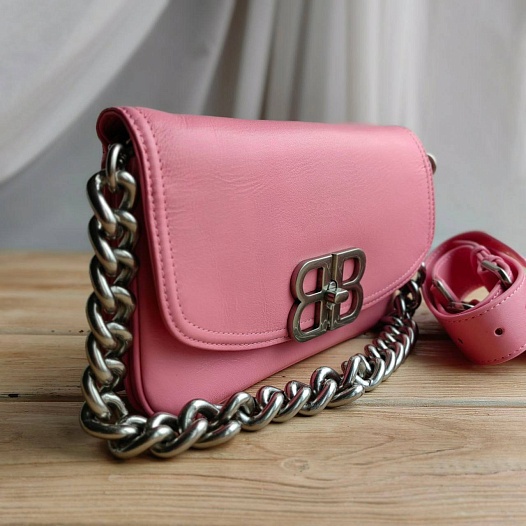 Кожаная сумка Balenciaga Bb Soft Flap 23x12 см - Pink   
