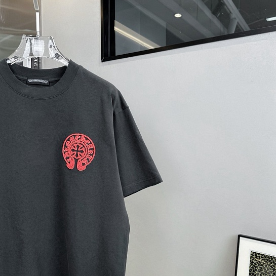 Тёмно-серая оверсайз футболка Chrome Hearts Premium