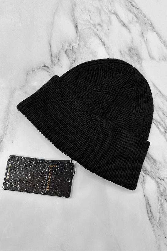Мужская чёрная шапка Billionaire logo-patch