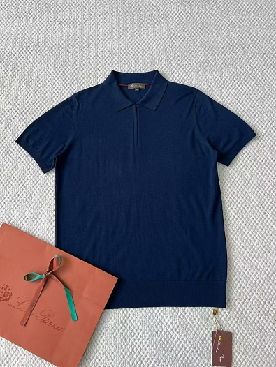 Мужское тёмно-синее поло Loro Piana premium   