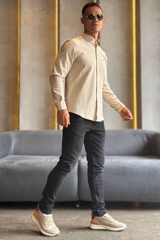 Мужская бежевая рубашка Etro Pegasus logo