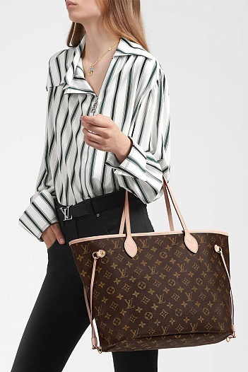 Женская кожаная сумка Louis Vuitton Neverfull MM Monogram 33x30 см   