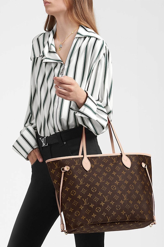 Женская кожаная сумка Louis Vuitton Neverfull MM Monogram 33x30 см