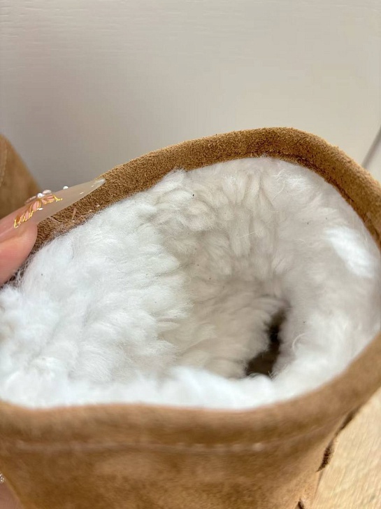 Женские замшевые ботинки с мехом Balenciaga Alaska Fur High Boot Premium - Chestnut