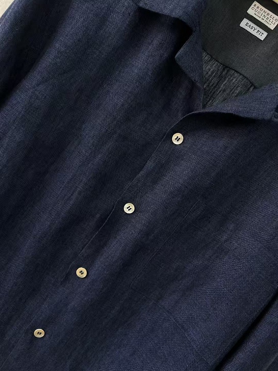 Льняная рубашка Brunello Cucinelli Premium - Navy