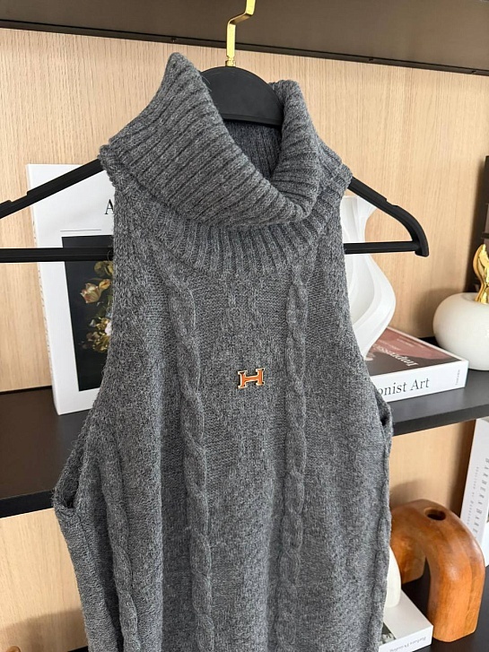 Женское вязаное платье Hermes Premium - Grey