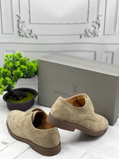 Мужские ботинки Brunello Cucinelli Suede Brogues - Beige   