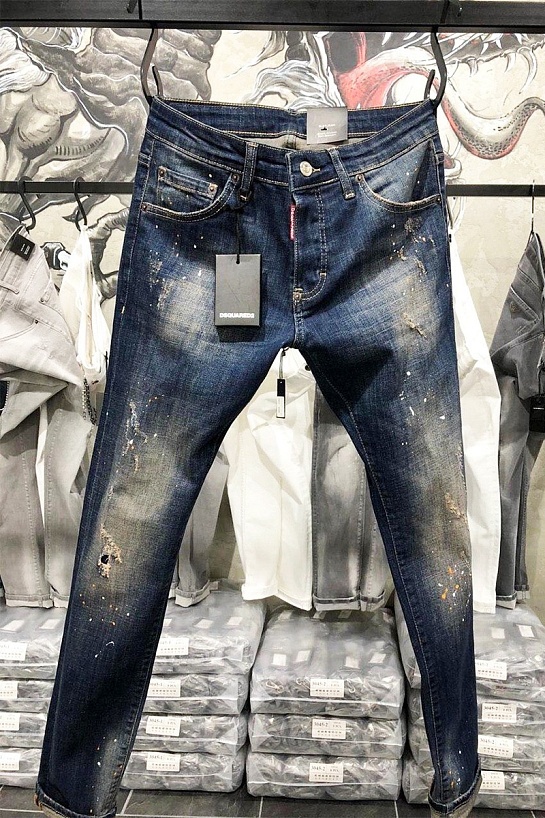 Мужские джинсы Dsquared2 "Paint Splatter" - Blue