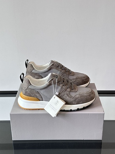 Мужские комбинированные кроссовки Brunello Cucinelli   