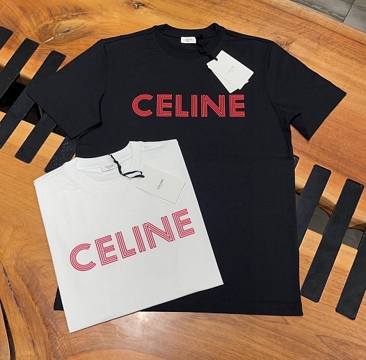 Мужская чёрная футболка Celine logo-print   