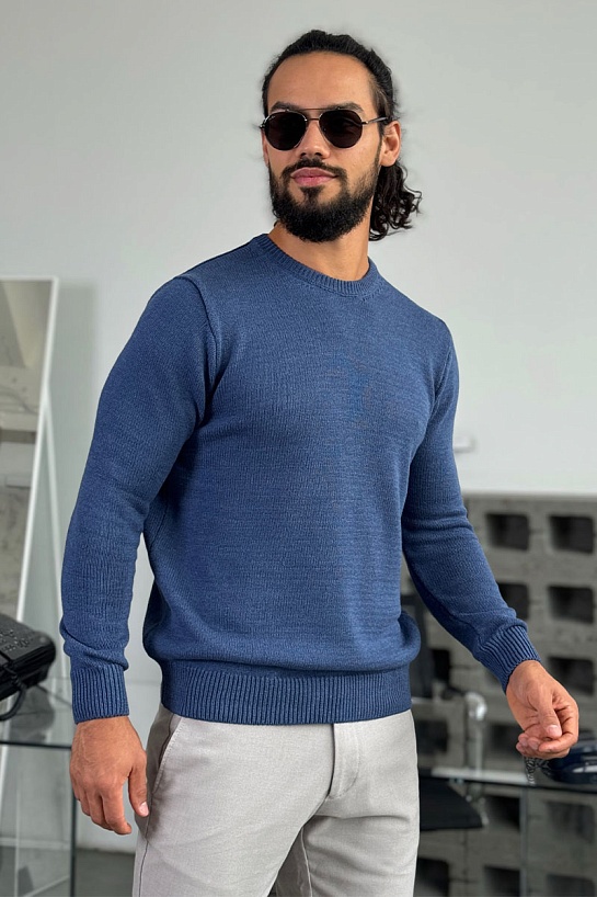 Мужской свитер цвета индиго Loro Piana