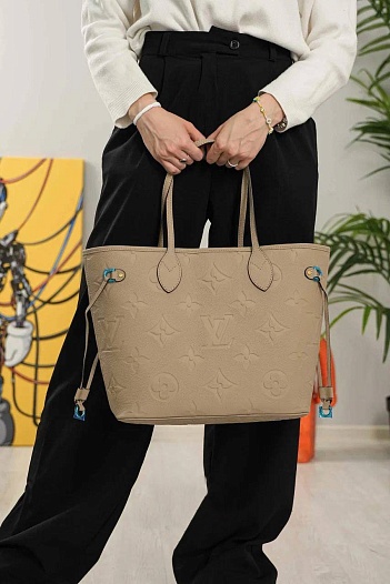 Кожаная сумка Louis Vuitton Neverfull MM Premium 31x28x14 см   