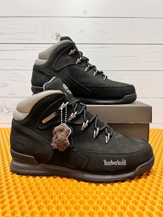 Мужские ботинки с мехом Timberland Euro Rock Hiker - Black / Grey