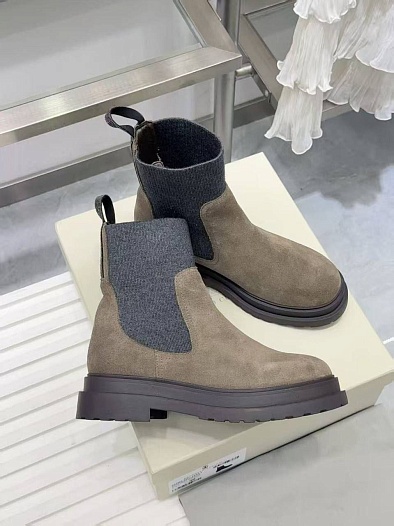 Женские замшевые сапоги Brunello Cucinelli premium - Beige   