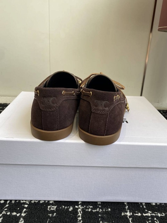 Женские замшевые лоферы Celine premium - Brown