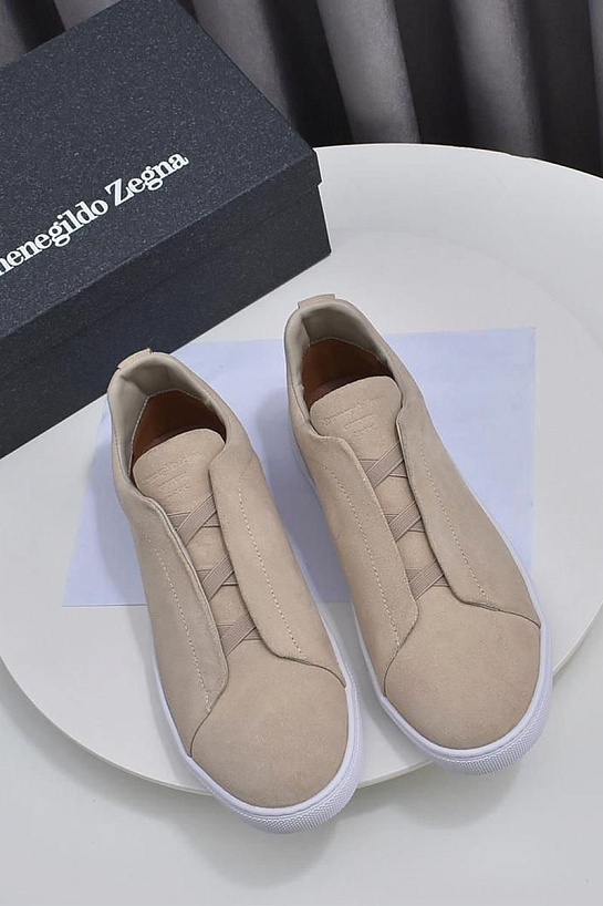 Бежевые кроссовки Ermenegildo Zegna Triple Stitch Suede