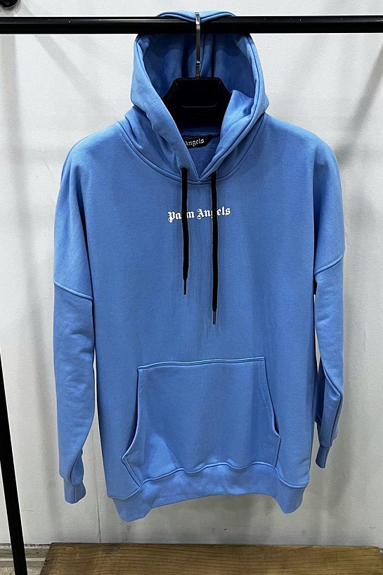 Голубое оверсайз худи Palm Angels Classic logo-print
