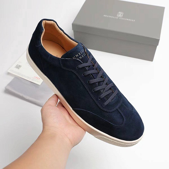 Замшевые кроссовки Brunello Cucinelli logo-print - Navy