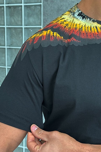 Чёрная футболка Marcelo Burlon County of Milan Solfolk Wings   