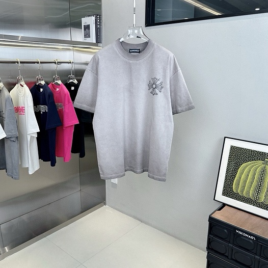 Бежевая оверсайз футболка Chrome Hearts Premium   