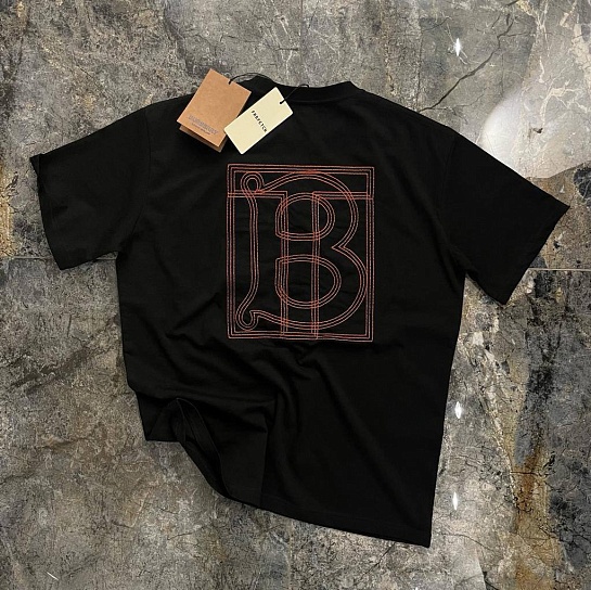 Чёрная оверсайз футболка Burberry TB logo-embroidered