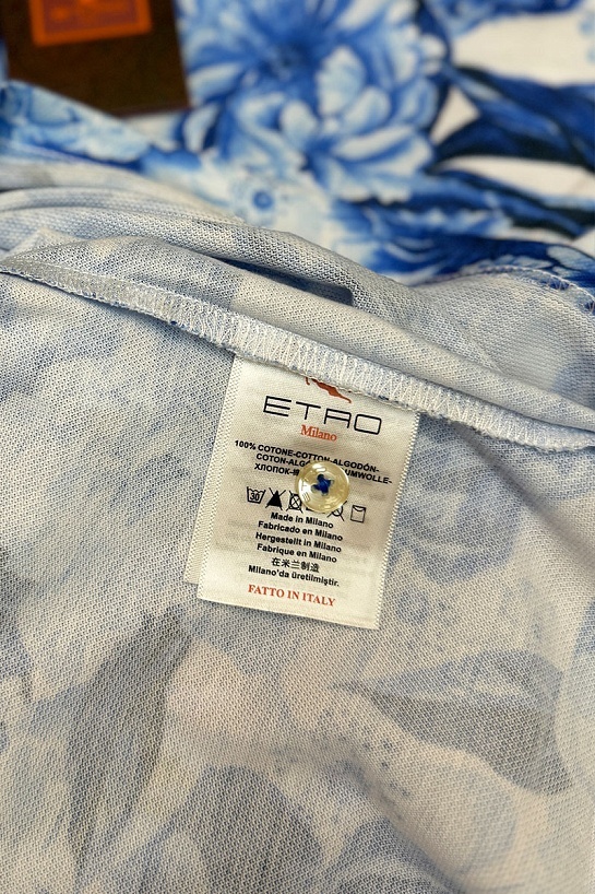 Мужское поло Etro "Floral" - Blue