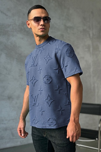 Оверсайз футболка Louis Vuitton Embossed Monogram - Indigo   